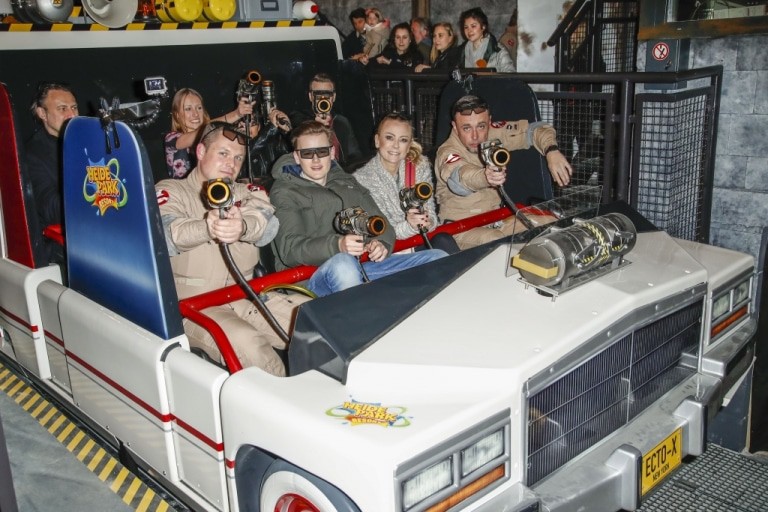 Prominente Testfahrt mit Ghostbusters 5D Foto: Heide Park Resort, 2017