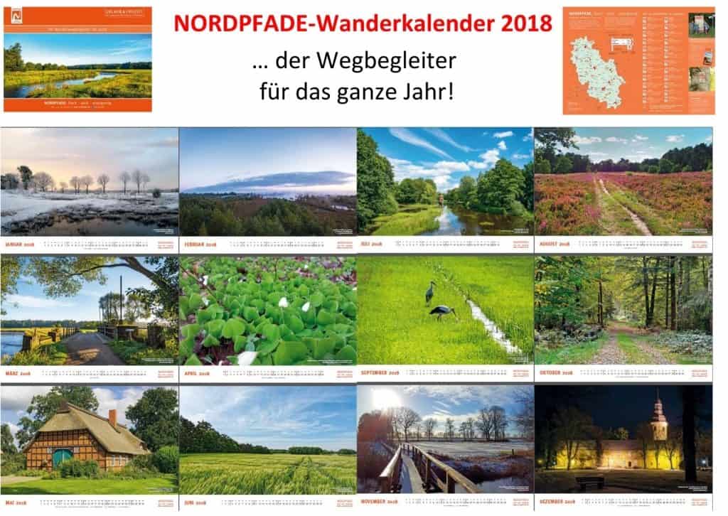 NORDPFADE-Wanderkalender 2018 - die Übersicht<br />© <a itemprop="url" href="http://www.nordpfade.info/" target="_blank" rel="nofollow">www.nordpfade.de</a>