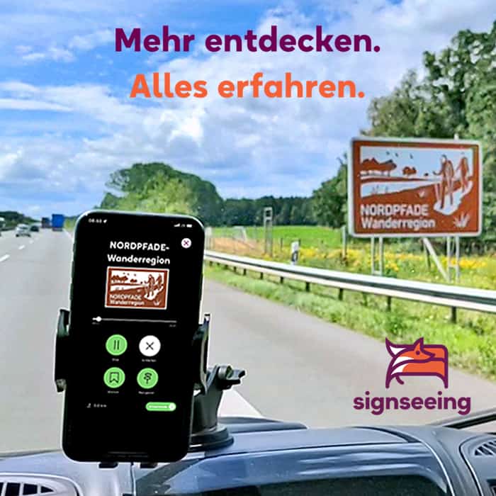A1-Autofahrer erhalten Infos zur NORDPFADE Wanderregion mit signseeing_app (c) Touristikverband LK Rotenburg
