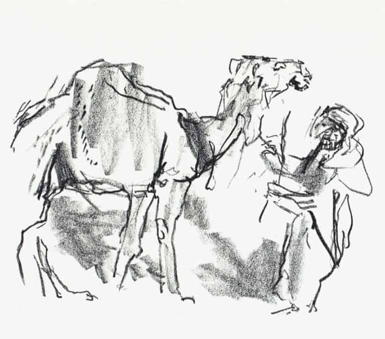Oskar Kokoschka: Kamelmarkt II, 1965/66, Lithographie © Fondation Oskar Kokoschka / VG Bild-Kunst, Bonn 2020
