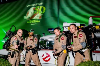 Zum Auftakt der Halloween-Veranstaltungen am 14. Oktober gab das Heide Park Resort mit einem exklusiven Spektakel die neue Attraktion 2017 Ghostbusters 5D bekannt und enthüllte das Logo. Foto: Heide Park Resort, 2016