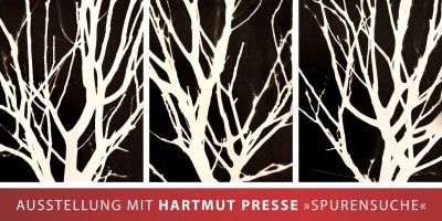 Cover der Einladung zur Ausstellung "Spurensuche" von Hartmut Presse KunstRaum Schneverdingen