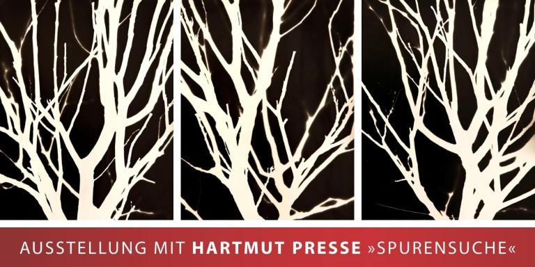 Cover der Einladung zur Ausstellung "Spurensuche" von Hartmut Presse KunstRaum Schneverdingen