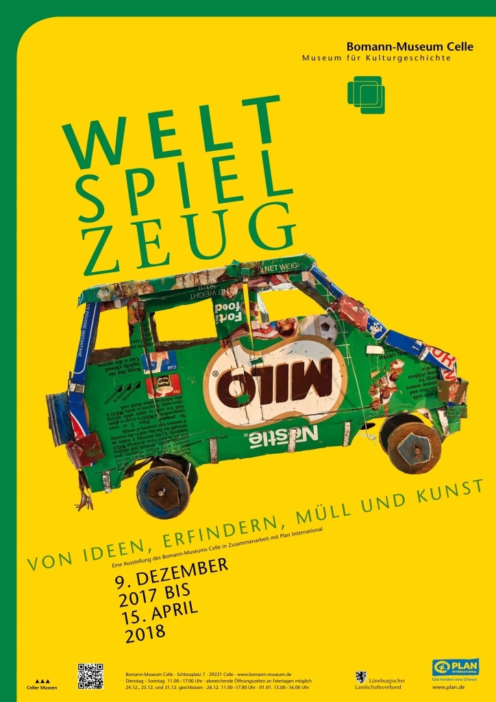 Plakat der Ausstellung "WeltSpielZeug" im Bomann-Museum in Celle vom 09.12.2017 - 15.04.2018 