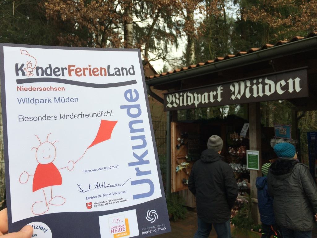 Auszeichnung "KinderFerienLand" für den Wildpark Müden