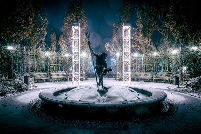 Bad Bevensen: Neptunbrunnen im Winter Foto: Martiem Fotografie