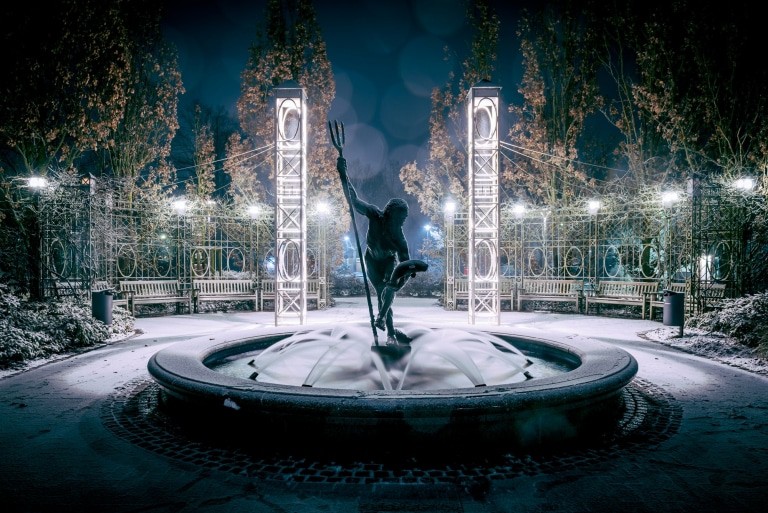 Bad Bevensen: Neptunbrunnen im Winter Foto: Martiem Fotografie