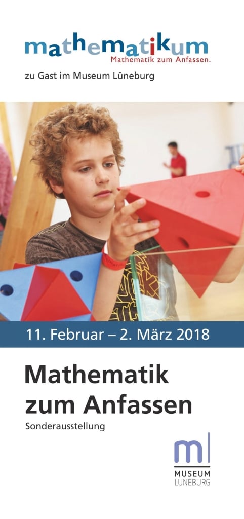Cover des Flyers zur Sonderausstellung "Mathematik zum Anfassen" im Museum Lüneburg