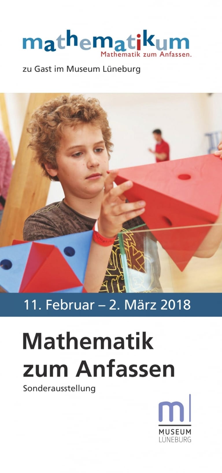 Cover des Flyers zur Sonderausstellung "Mathematik zum Anfassen" im Museum Lüneburg