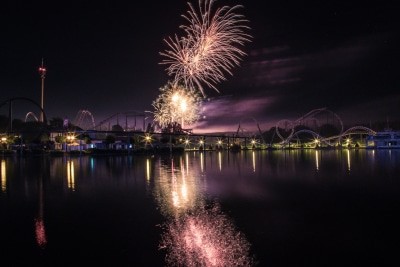 Die "Pyro Games" erleuchten den Himmel über dem Heide Park Resort Foto: Heide Park Resort, 2019