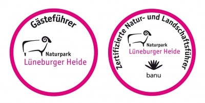 Die neuen Logos für Gästeführer und zertifizierte Natur- und Landschaftsführer. Quelle: Naturpark Lüneburger Heide.