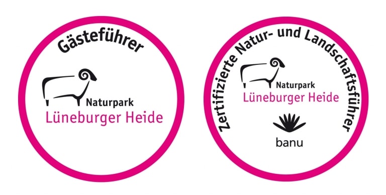 Die neuen Logos für Gästeführer und zertifizierte Natur- und Landschaftsführer. Quelle: Naturpark Lüneburger Heide.