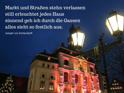 Rathaus Lüneburg mit Gedicht von Joseph von Eichendorff