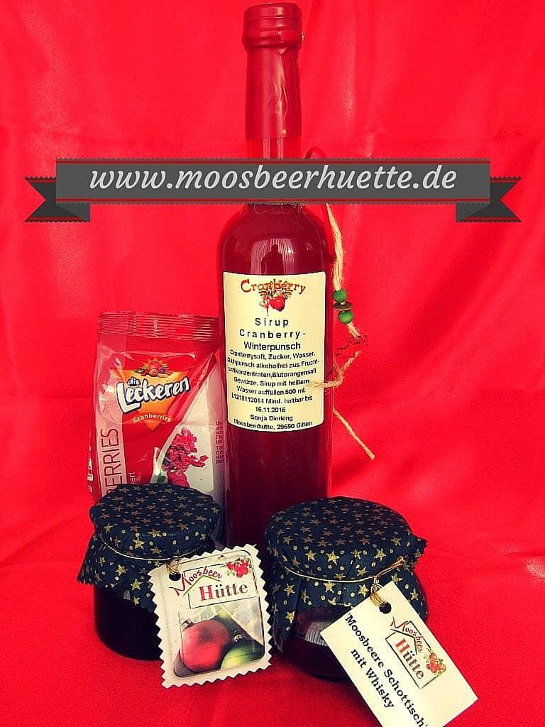 Cranberry-Produkte/Moosbeeren-Produkte der Moosbeerhütte von Familie Dierking in Gilten-Nienhagen im Aller-Leine-Tal