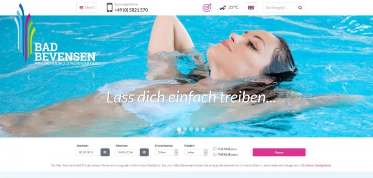 Screenshot der neuen Webseite www.bad-bevensende