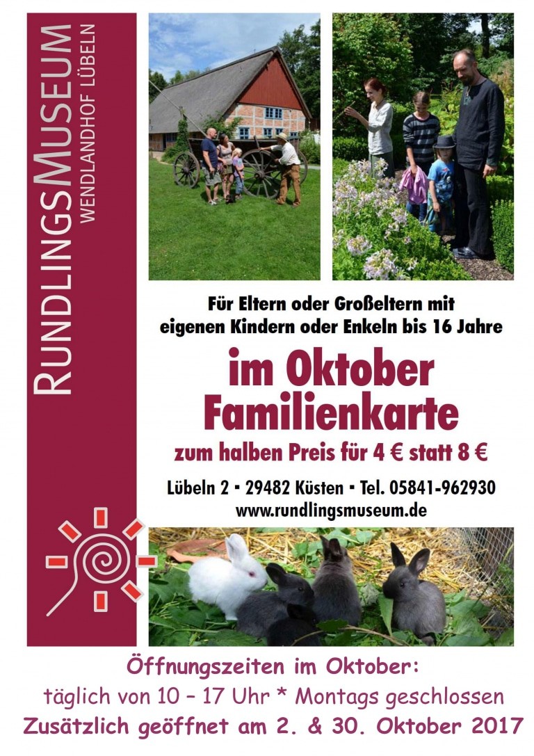 Plakat Familienkarte im Oktober