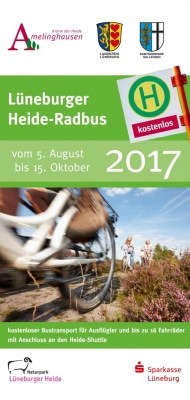 Titelseite des Flyer "Lüneburger Heide Radbus 2017"