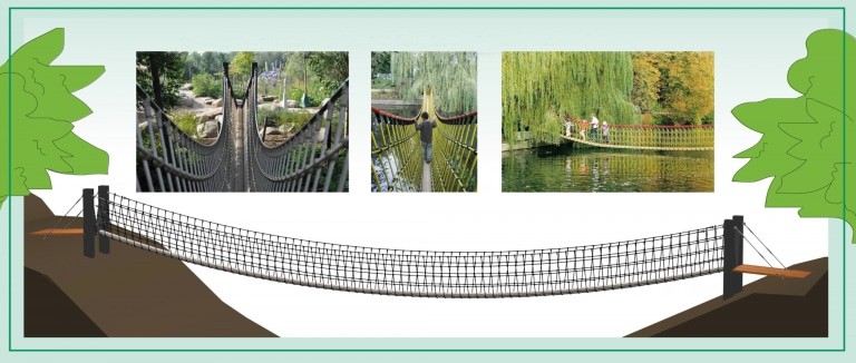 So wird die neue Hängebrücke im Barfußpark Egestorf aussehen. Quelle: Barfußpark Egestorf
