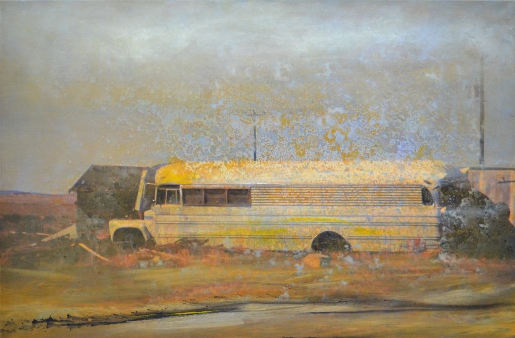 Gemälde in POPOC-Technik von “one stop, Colorado”, USA”, 80 cm x 120 cm Hinrich JW Schüler, 2016
