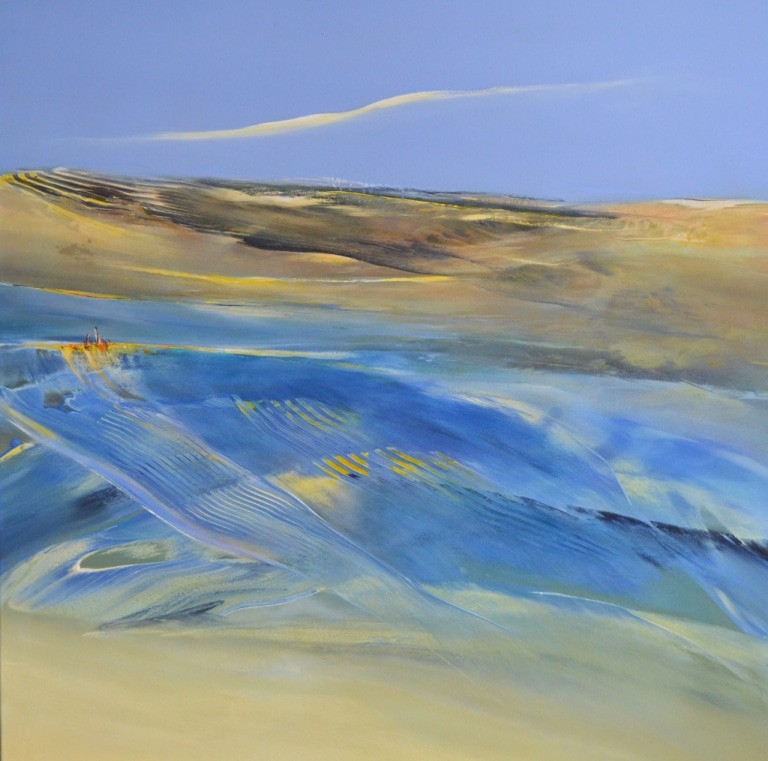 Hinrich JW Schüler, Abstrakte Landschaft IV-2016, 130 cm x 120 cm, Acryl auf Baumwollsegeltuch