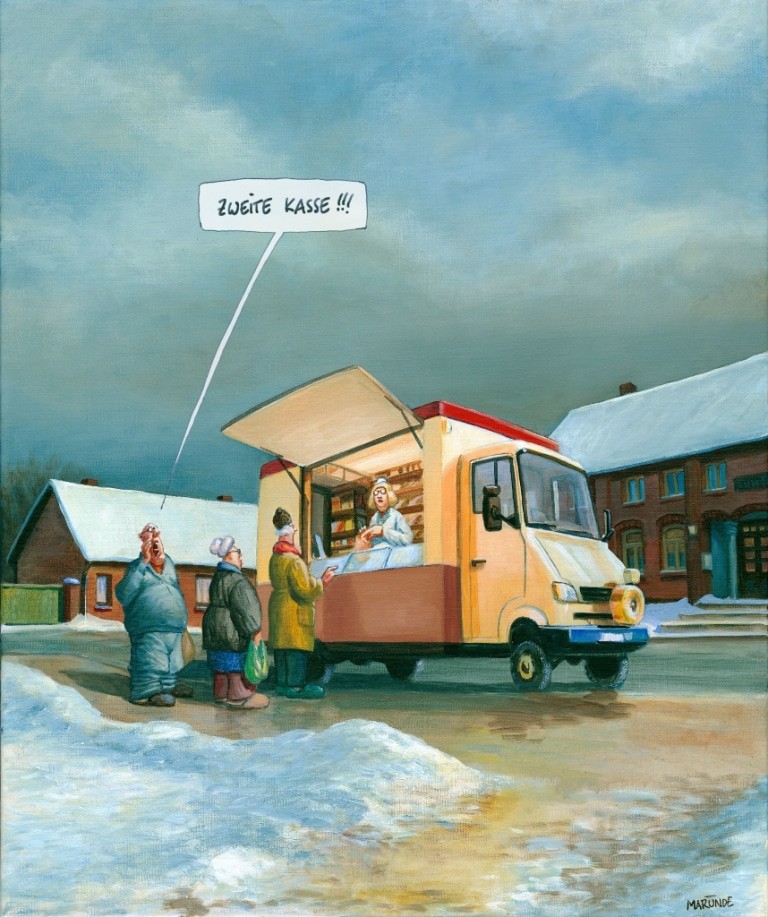 "Zweite Kasse!!!" - Bild von Wolf-Rüdiger Marunde, Ausstellung im Museumsdorf Hössseringen